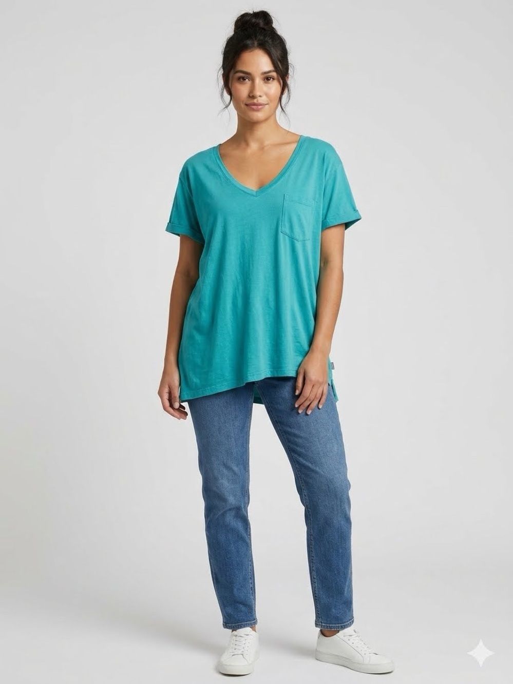 Active Basic Teal Short Sleeve Pocket Tee